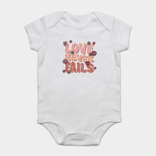 Love Never Fails Retro Baby Bodysuit